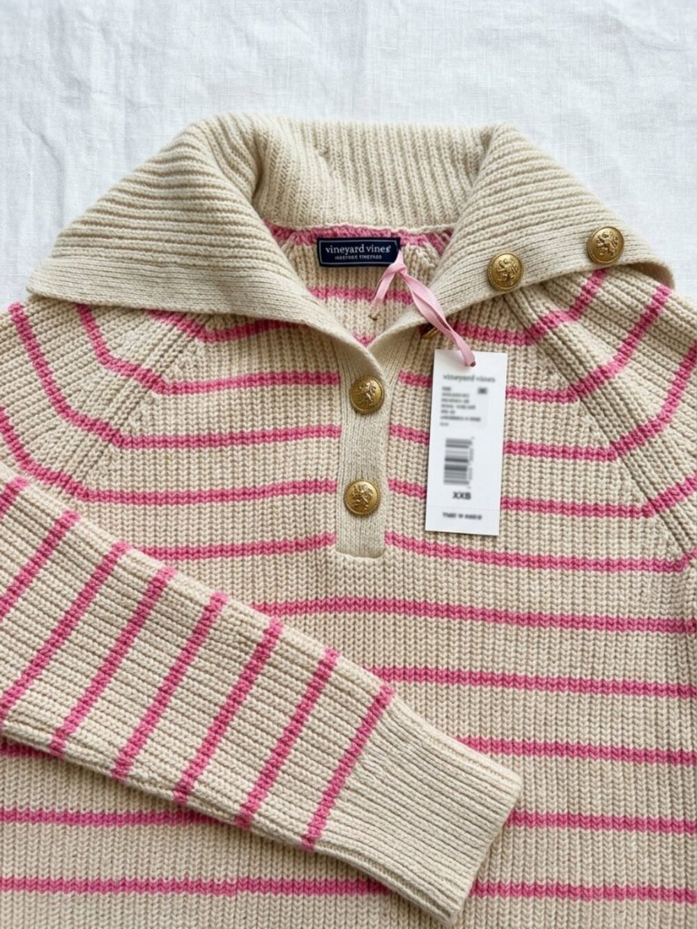 NWT Vineyard Vines Pink Striped Sweater Rugby